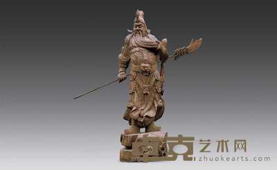 明代 木雕关公 高99cm